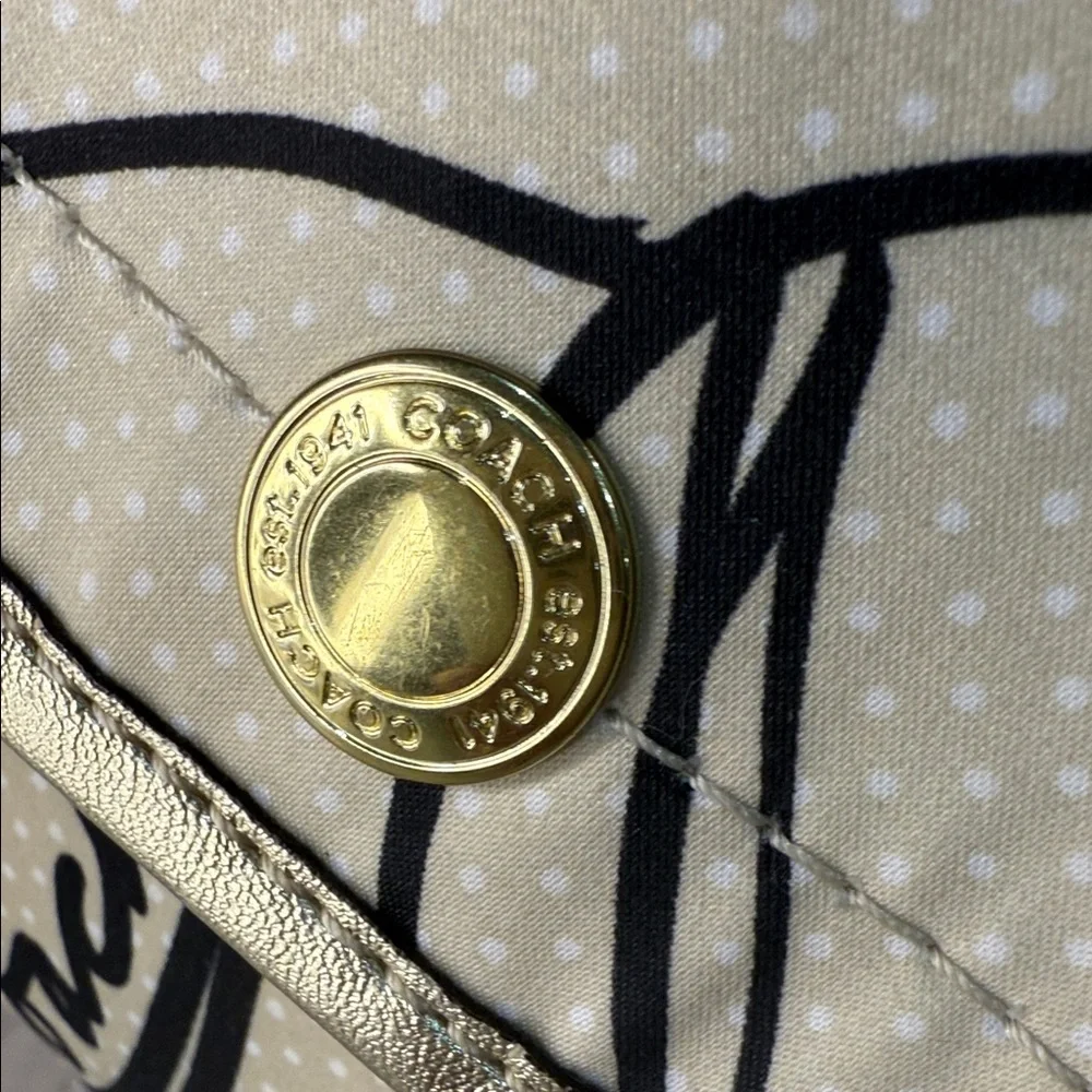Coach Poppy Beige and Pink Floral Graphic Shoulder Bag